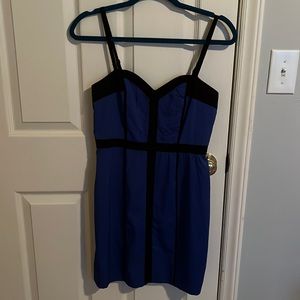 Blue and black mini dress